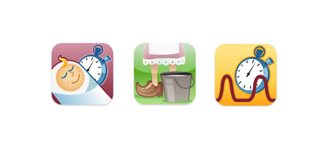 Baby Timer, Milk Maid and Contraction Timer icons