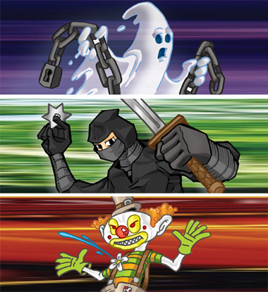 Ghost, Ninja, Evil Clown